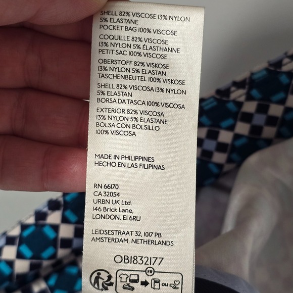 Maeve Anthropologie Pants Womens‎ LP Blue Geometric Stretch Cropped Preppy - Picture 8 of 14